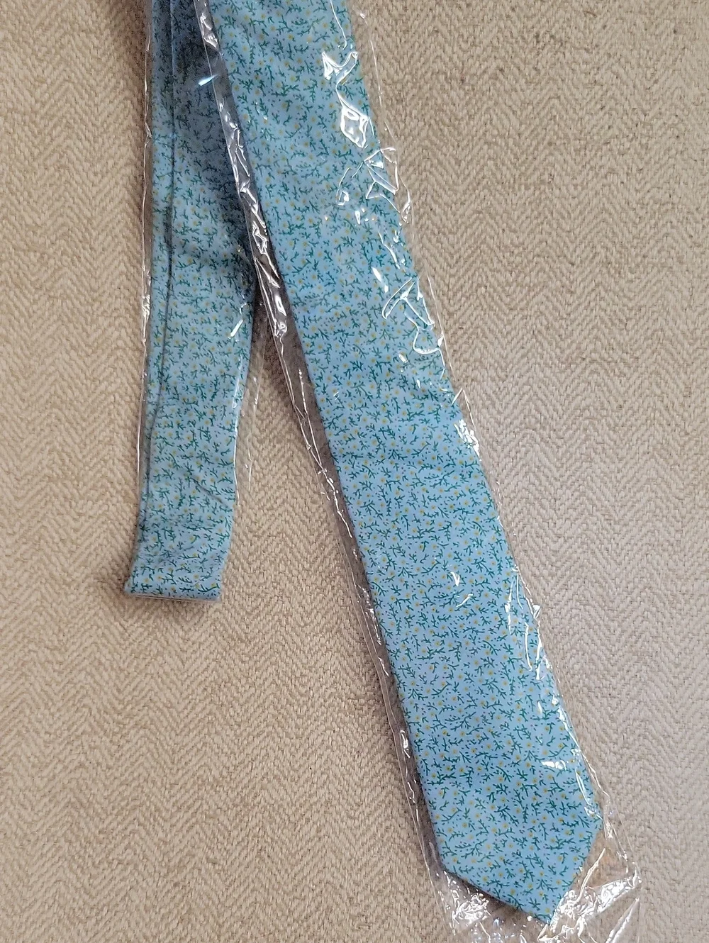 Elzama Sky Blue Floral Men's Tie - Classic Cotton Dress Tie